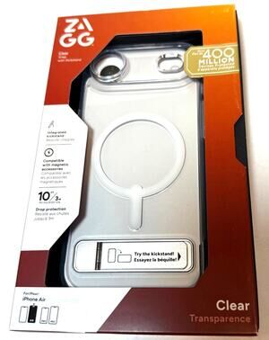 Zagg Clear iPhone 17 Air Phone Case Kickstand, MagSafe Compatible New
